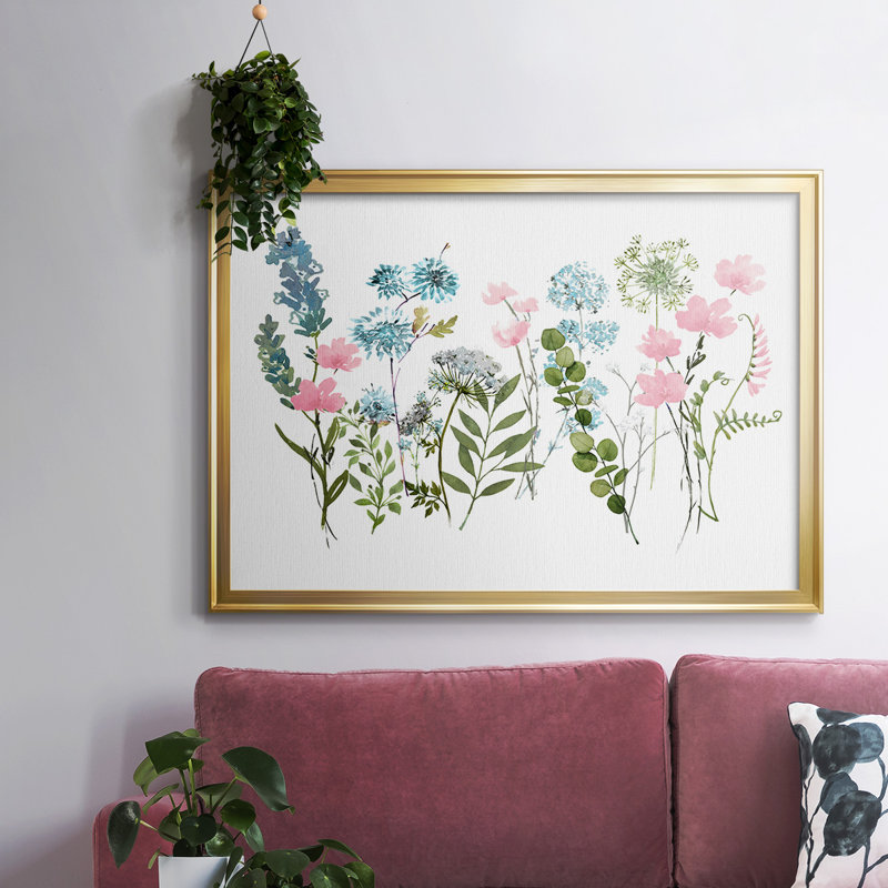 " Spring Meadow ", Gold Floater Framed Canvas, 30" H x 44" W x 1.5" D