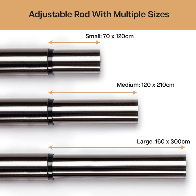 Adjustable 4.5cm Double Curtain Pole, 5cm H x 300cm W x 2.5cm D, Black Nickel