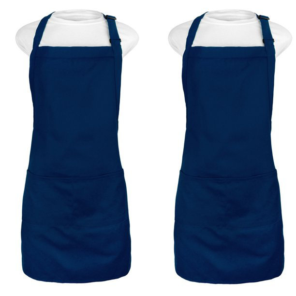 Solid Color Cotton Bib Apron, Navy