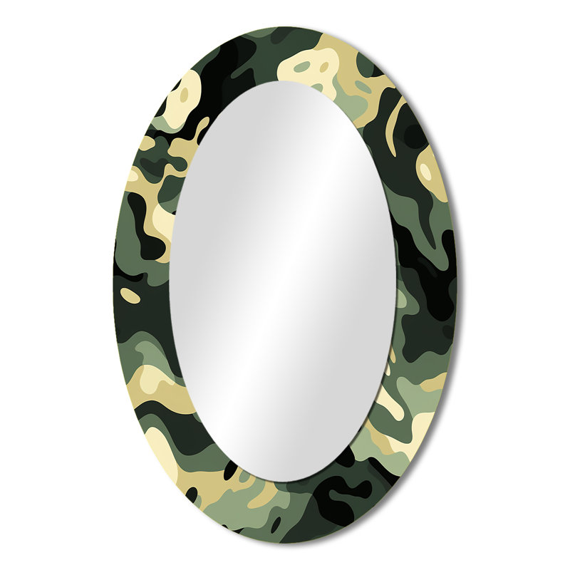 Miroir mural vert et noir camouflage chic et moderne, H 36 po x l 24 po