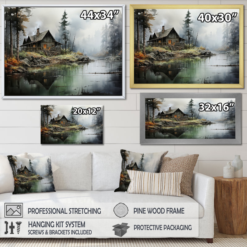 Lakehouse Shades of Serenity III - impression, H 30 po x l 40 po x P 1,5 po, Cadre naturel flottant