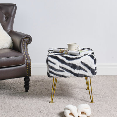 43.2cm Wide Square Animal Print Standard Ottoman
