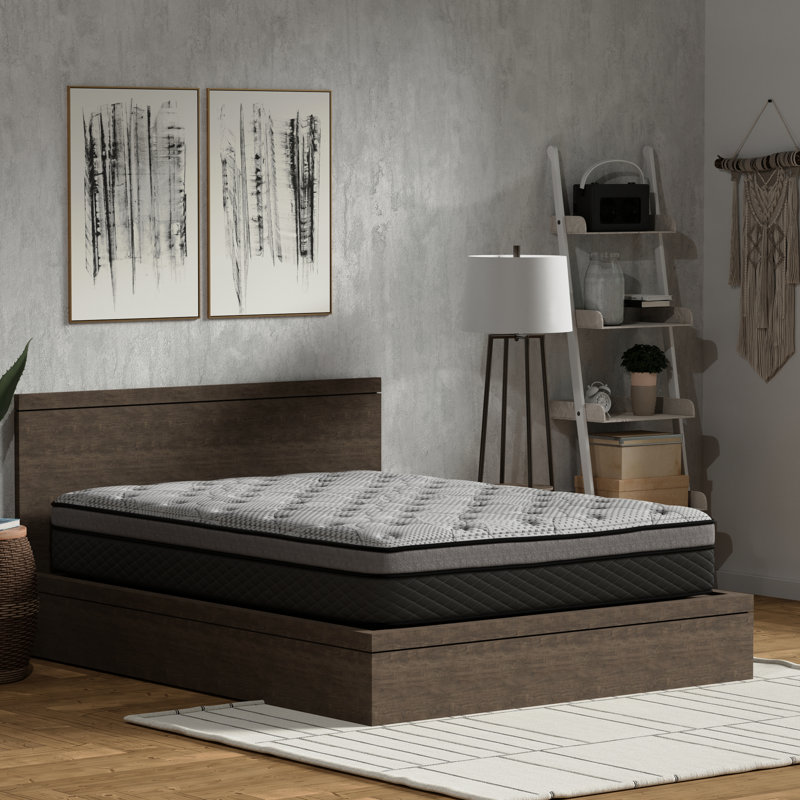 Matelas ferme de 12 po pour grand lit avec ressorts ensachés, mousse adaptative, bon isolant, support de bord complet, structure respirante pour le confort nocturne, panneau tricoté de 3/4 po, confort multiple