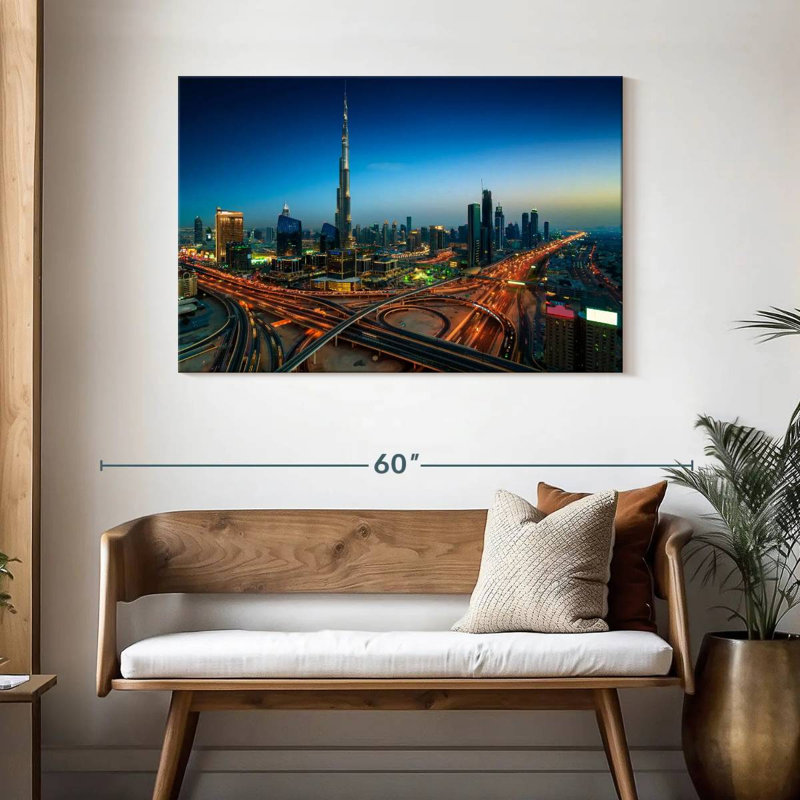 Sirci, autoroute de Dubaï la nuit, H 30 po x l 45 po