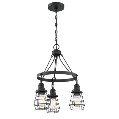 3 - Light Dimmable Wagon Wheel Chandelier