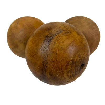Ensemble de 3 orbes en bois de teck brun rustique minimaliste Things2Die4, hauteur de 5,5 pouces