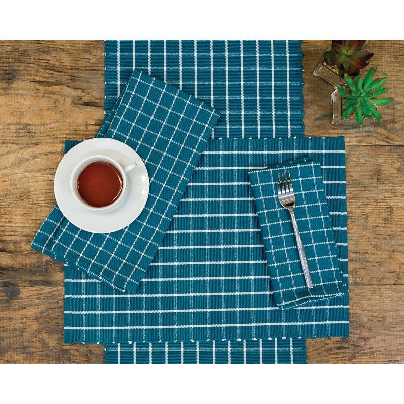 Windowpane Peacock Cotton Woven Kitchen Towel Decor