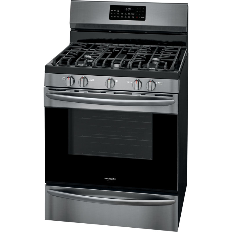 Cuisinière à gaz 30 po 5 pi cu avec four à convection, Noir métallique