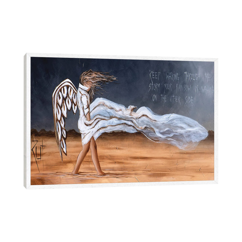 Keep Walking Through the Storm - Graphic Art Print on Canvas, 66.04 cm H x 45.72 cm W, White Framed