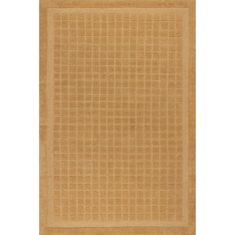 Golden Yellow Hand-Tufted Wool Rectangular Area Rug, 6' x 9'