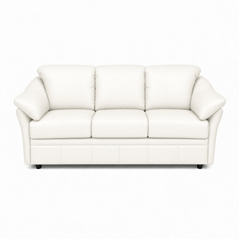 Causeuse en cuir Ramdev, Cuir véritable blanc, Causeuse