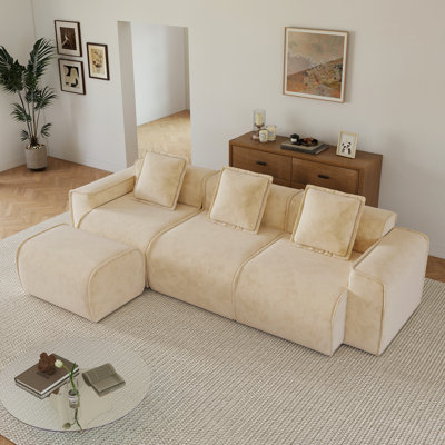Canapé modulaire modulaire en velours avec repose-pieds