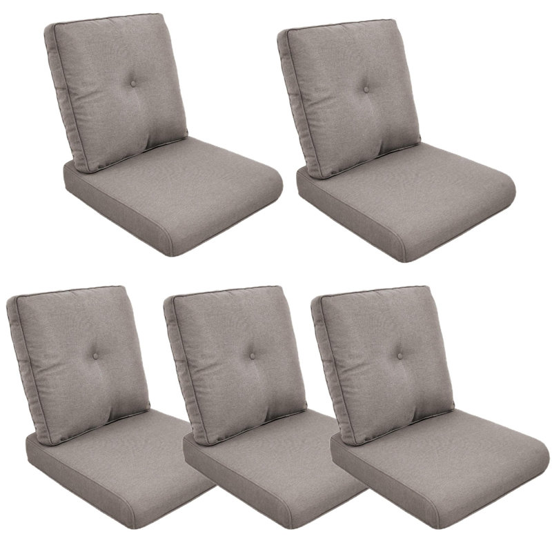 Schutt 22" W Olefin Outdoor Seat/Back Cushion with Removable Zippered Covers, Gray, 5 Seat/Back Cushion