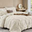 Ensemble de couette 7 pièces beige à plis piqués-137791649