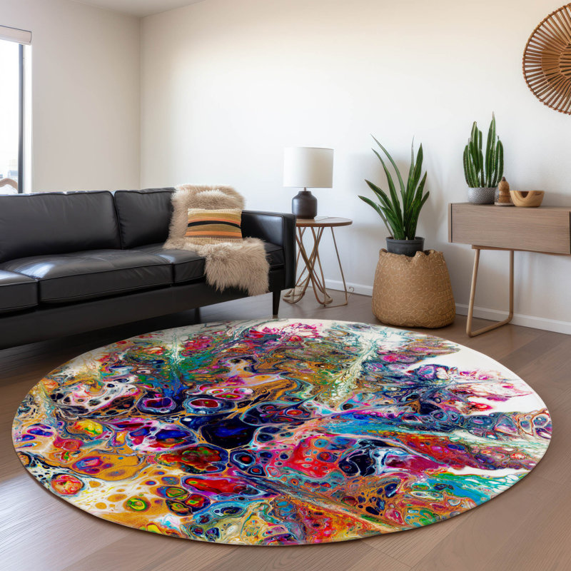Premium Machine Washable Mayfield Kaleidoscope Rug, Round 8'