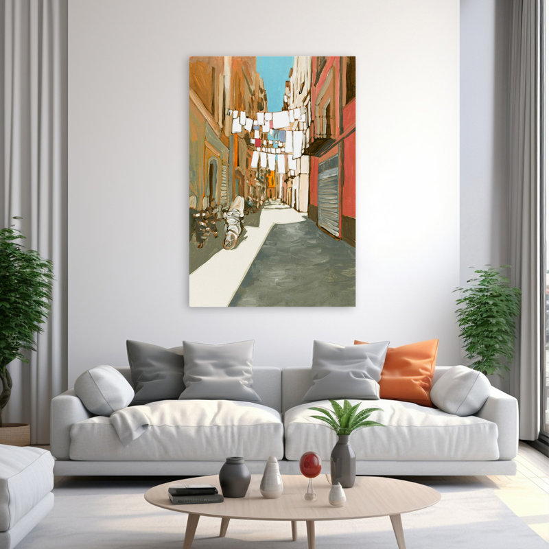 Été à Naples, scène de rue, paysage urbain, peinture, art naturel, H 60 po x l 40 po
