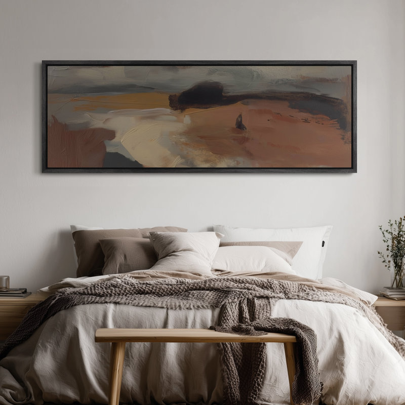 «Neutral Abstract Desert Art», impression murale, H 20 po x l 60 po, Noir