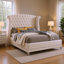 Ensemble de chambre à coucher grand lit 4 pièces Dini, à oreilles capitonnées en velours blanc avec cristaux-117056069