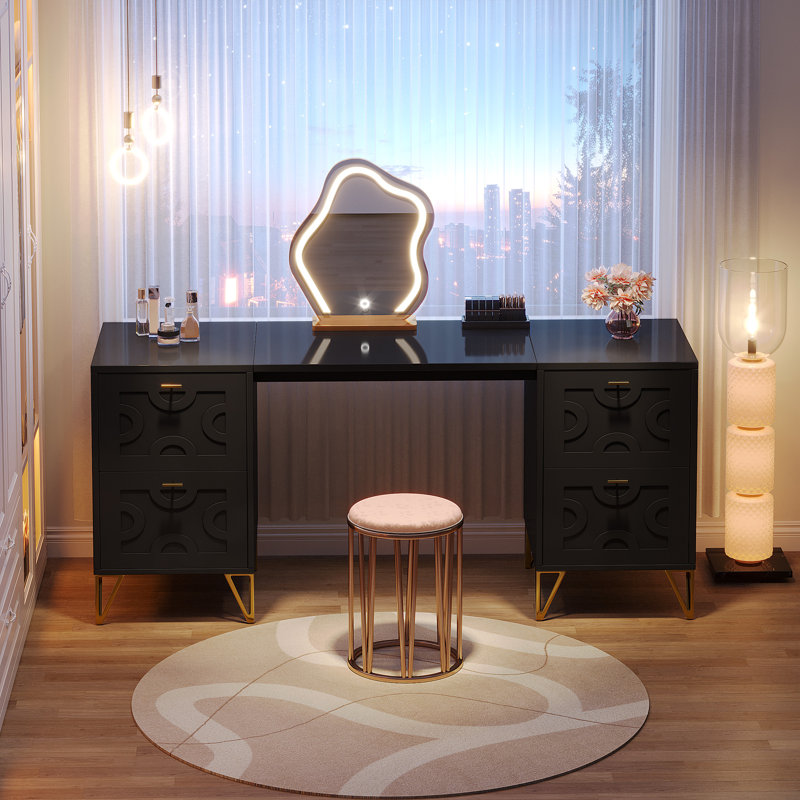 59-Inch Makeup Vanity Desk, Black