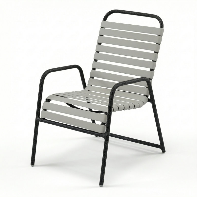 Chaise avec accoudoirs, Sangle grise / granit