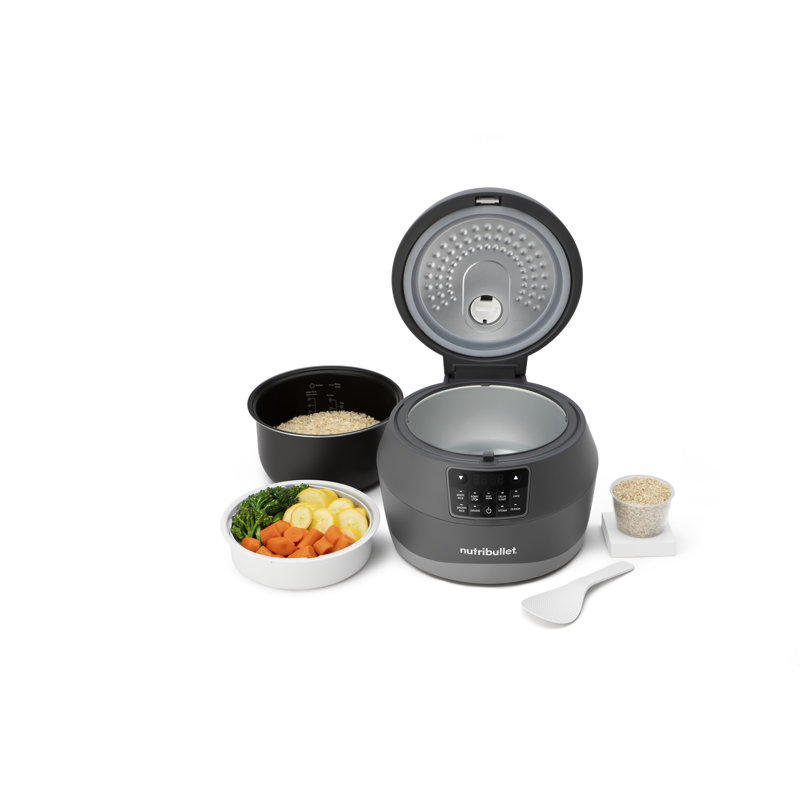 NutriBullet 10-Cup Gray Electric Non-Stick Grain Cooker with Steamer
