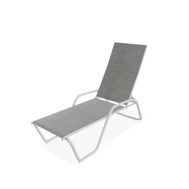 Outdoor Rust-Resistant Metal Chaise Lounge, Textured Snow, Reflection
