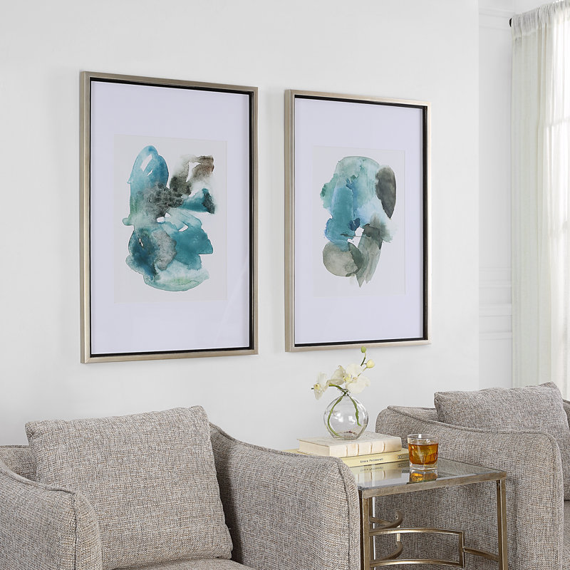 «Uttermost Blueprints Watercolor», ensemble de 2 peintures simples encadrées