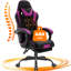 Fauteuil de jeu ergonomique de course avec repose-pieds rétractable, accoudoir à tringles, inclinaison à 135 °, hauteur réglable, pivotement à 360 °, charge maximale de 400 lb pour le bureau et les jeux-904746455