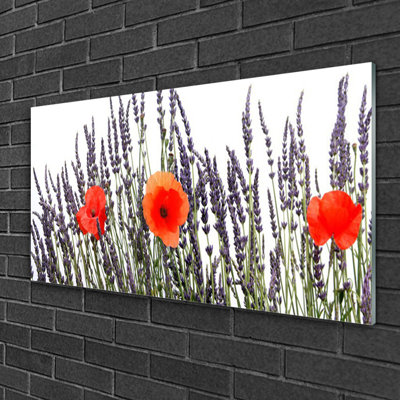 Glass Print Wall Art 100X50cm Image Printed On Glass Decorative Wall Picture Behind Toughened / Tempered Safety Real Glass For Kitchen & Living Room Theme: Flowers Floral