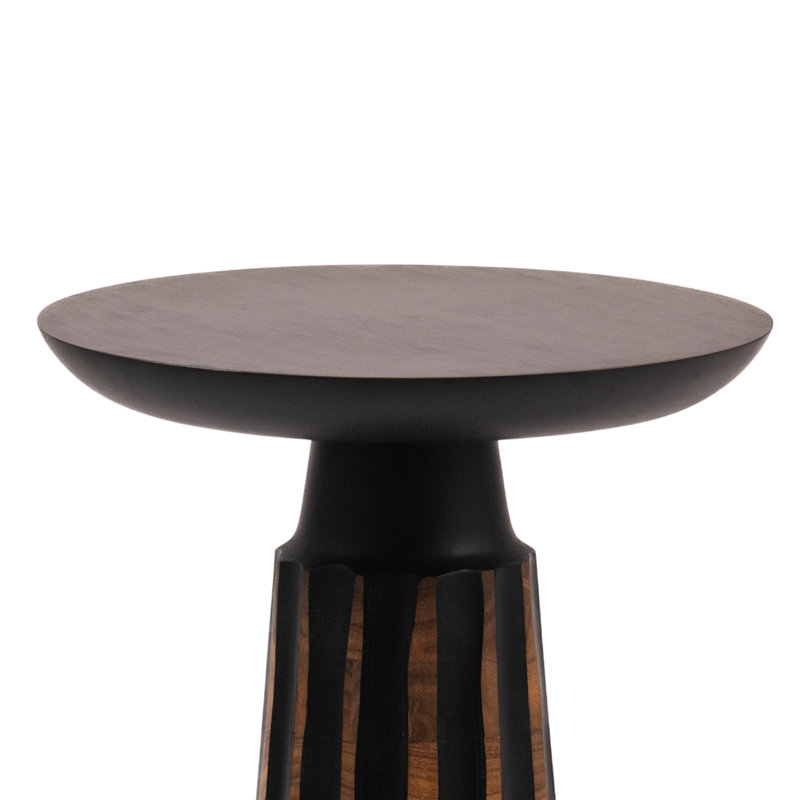 Modern Black & Walnut Wood Accent Table