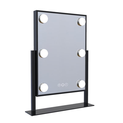 Hollywood Tri Tone Makeup Mirror with 6 LED Bulbs and 360 Degree Swivel, Soft Touch Sensor Dimmer Switch