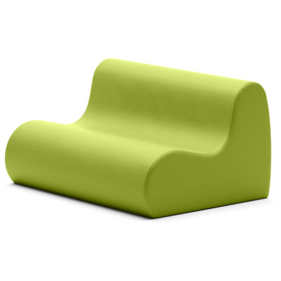 Jaxx Midtown Sofa - 2-Seat Commercial Grade Soft Seating For Library, Media Center, Daycare Or Classrooms With Premium Wipe-Clean PU Vinyl Cover - Medium Size, Lime Green