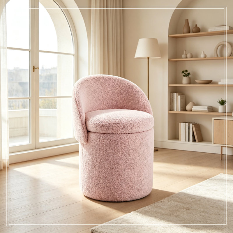 Fauteuil demi-tonneau avec rangement à plateau rabattable, Pink