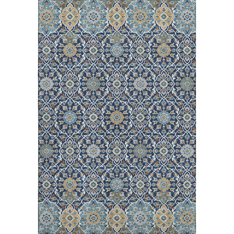 Premium Machine Washable Mayfield AMF2199 panel Rug, Navy, 10' x 14'
