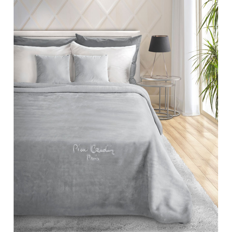 Pierre Cardin Polyester No Pattern Bedspread, W220 x L240cm, Light Grey