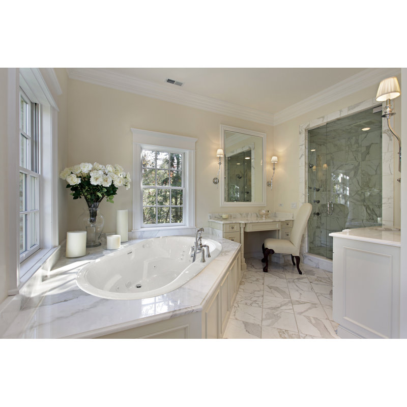 Savannah 66'' L Soaking Bathtub, Biscuit, Satin Nickel