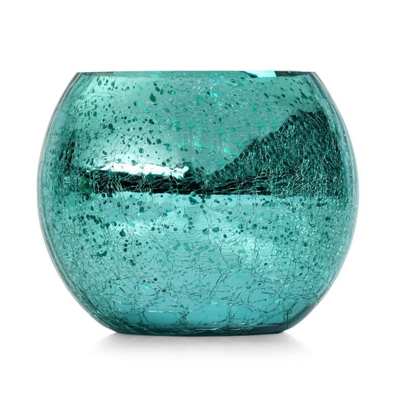 Parisian Large Glass Votive Candle Holder, Aqua