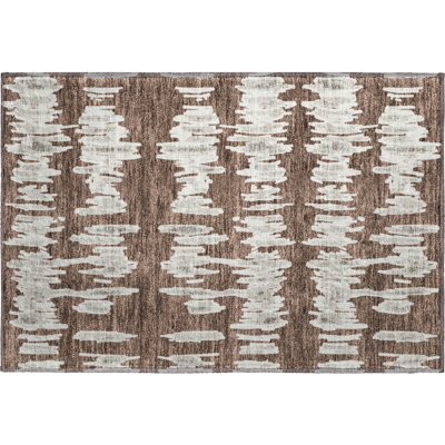 Premium Machine Washable Prisco Brown Rug