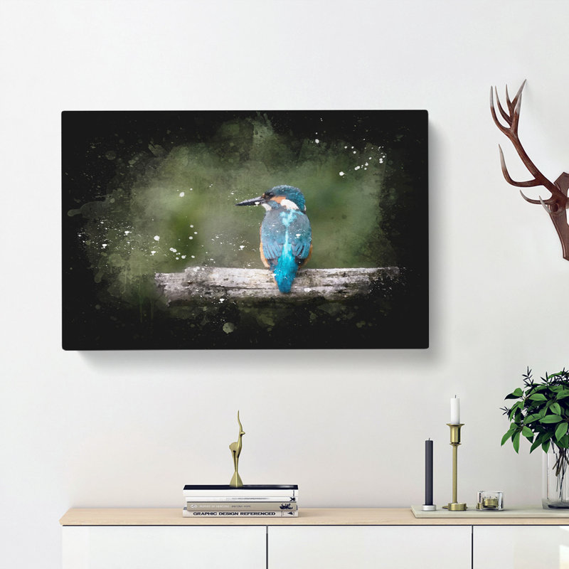 Kingfisher Looking West - Wrapped Canvas Painting, 50cm H x 76cm W x 3cm D