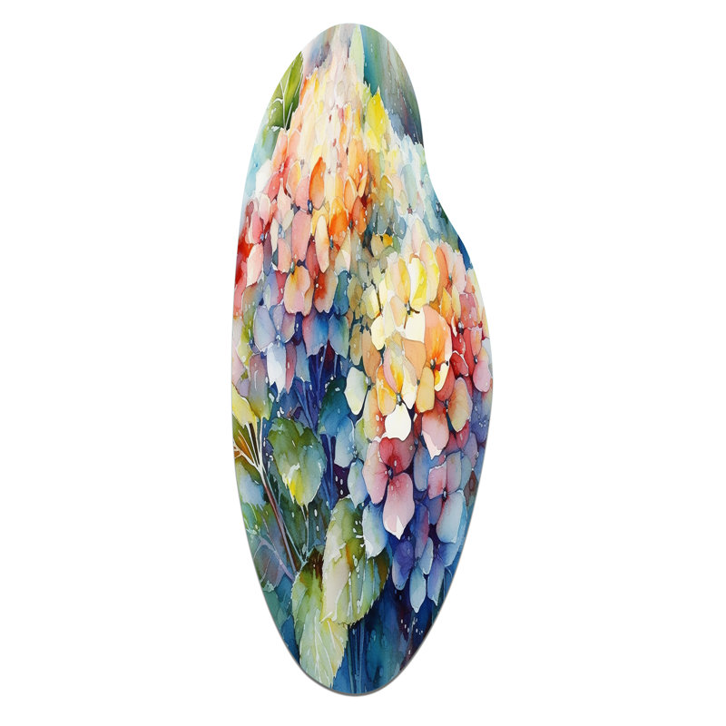 Art mural asymétrique en métal Creswell - Hydrangea, H 38 po x l 15 po