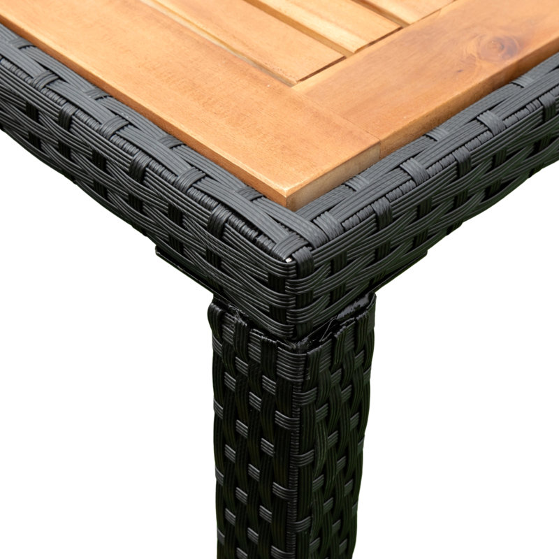 Ensemble repas d'extérieur en osier de patio avec plateau en bois d'acacia, 4