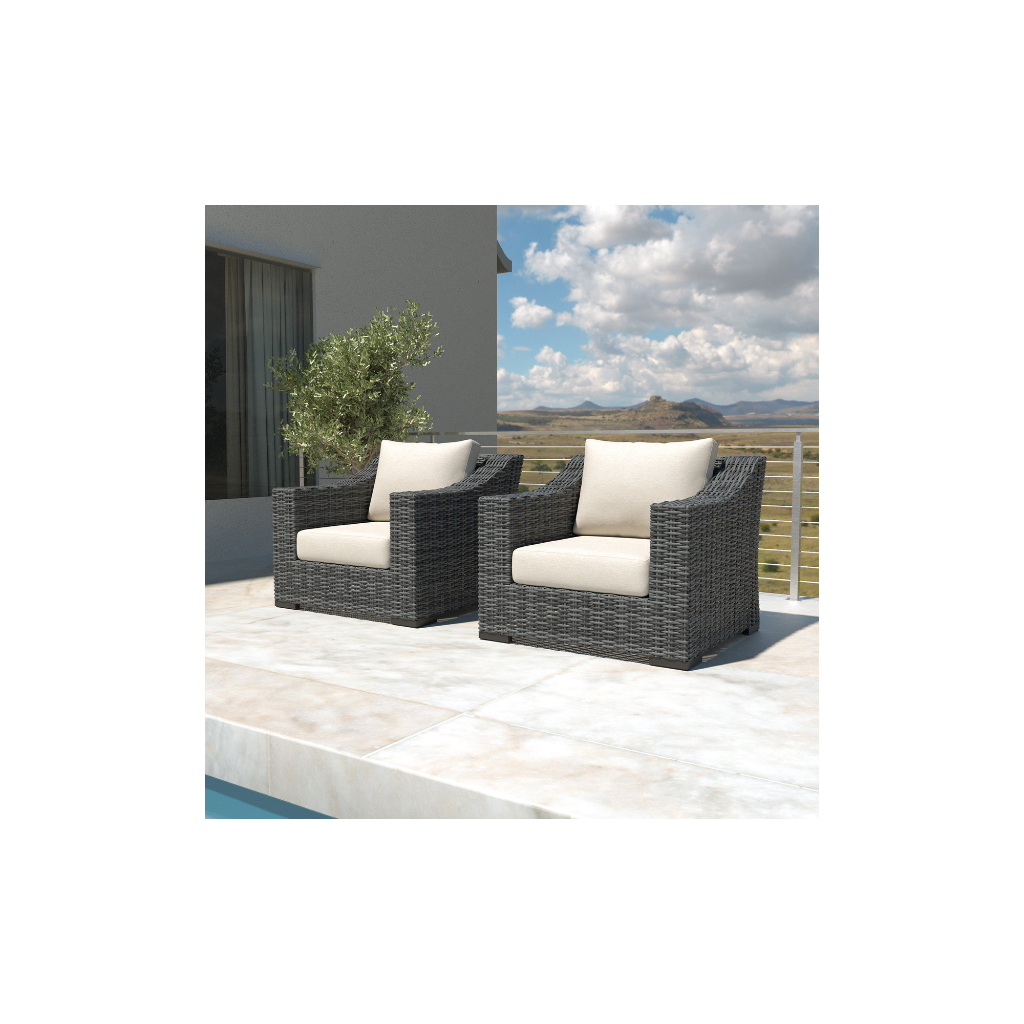 Eloisa 2-piece Patio Chair with Cushions, Beige