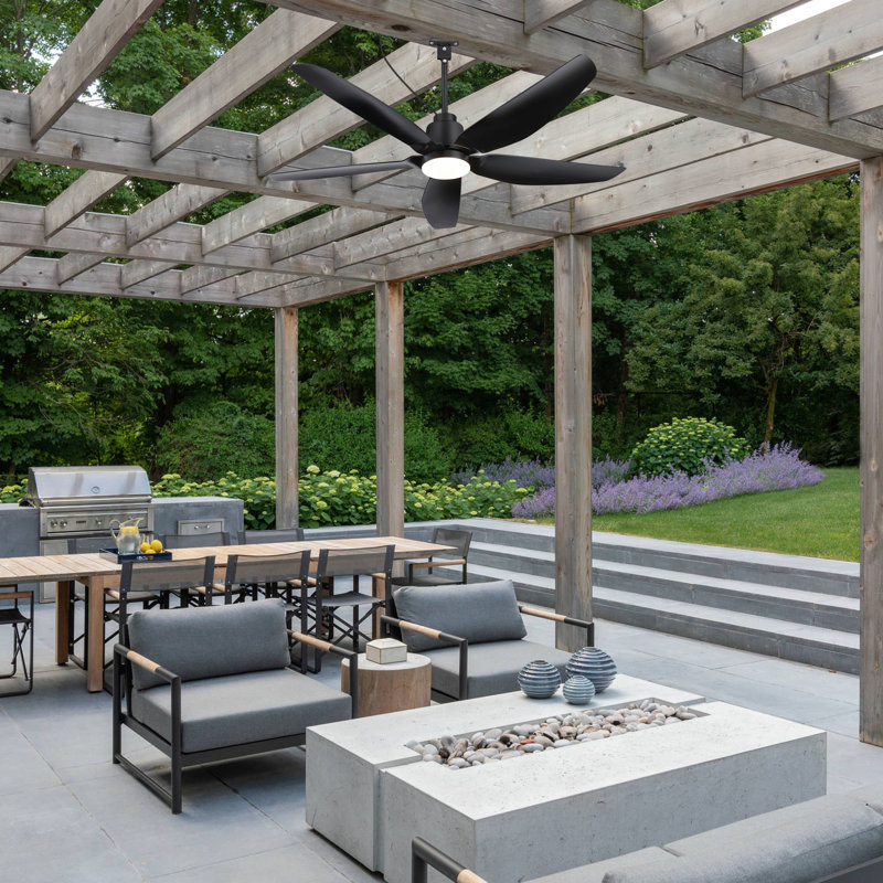 42/52 Inch Waterproof Outdoor Ceiling Fan With Lights And Remote,ceiling Fans With 3 Colors Led Light,quiet Dc Motor, Wet Rated Plug In Ceiling Fan With Cord For Patios Porch Pergola