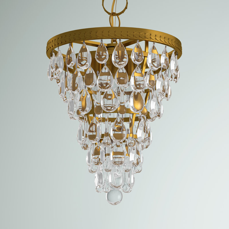 Beno 3 - Light Dimmable Tiered Chandelier, Brass
