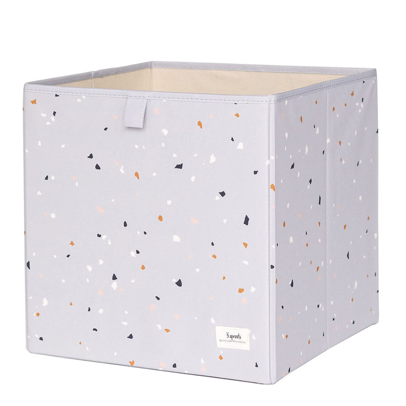 3 Sprouts Recycled Fabric Storage Cube Box Container Organizer - Green Terrazzo, Light Grey