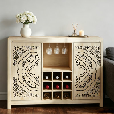 47'' Wine Bar, Storage Buffet Cabinet Coffee Bar Cabinet For Liquor, Wine Cabinet With Racks