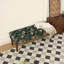 Fauteuil de style européen avec banquette capitonnée à motifs floraux et pieds en bois tourné, vert-1389082875