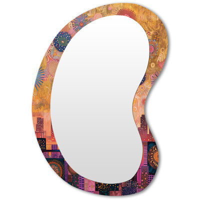 Hundo New Year Fireworks In Big Apple - New York City Asymmetrical Unique Wall Mirror, Industrial Unique Shape Mirror, Printed Metal Art