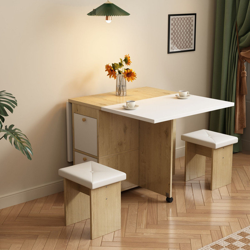 4 - Person Dining Set, White/Natural