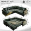 Canapé-lit d'angle à compression, canapé moderne en chenille de 224 cm (88 po) pour la maison-884097349